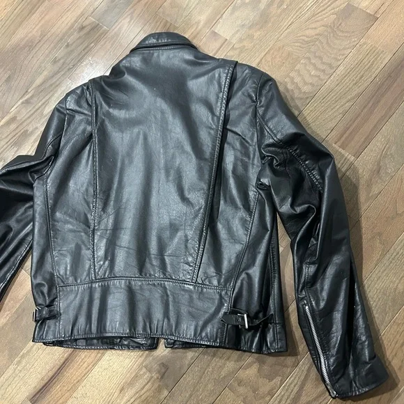 Vintage leather jacket biker jacket size Large heavy duty - Picture 10 of 13